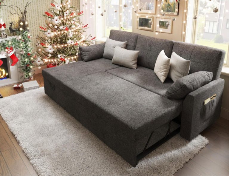 Papajet Sofa Bed, Sleeper Sofa with Storage Chaise-2 in 1 Pull Out Couch Bed for Living Room, Sectional Couch with Pull Out Bed