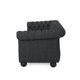 Noble House Hofstad Fabric Tufted 3 Seater Sofa, Black Textured Tweed and Matte Black