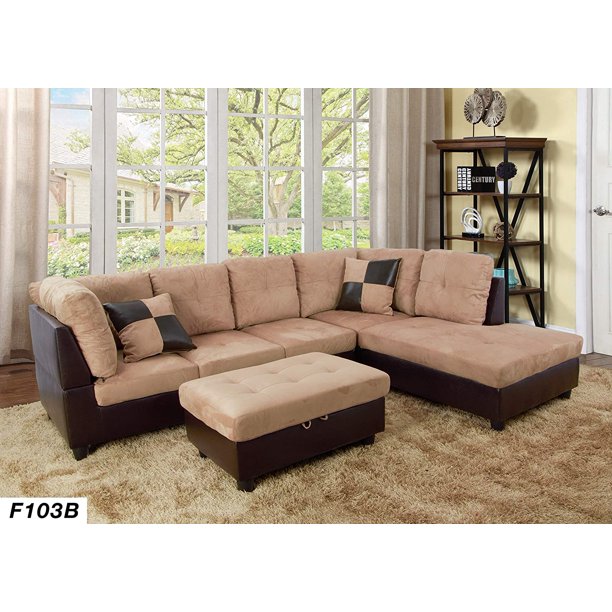 Ainehome 3 PCS Living Room Set, Sectional Sofa Set, Sectional Sofa in Home, with Storage Ottoman and Matching Pillows