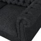 Noble House Hofstad Fabric Tufted 3 Seater Sofa, Black Textured Tweed and Matte Black