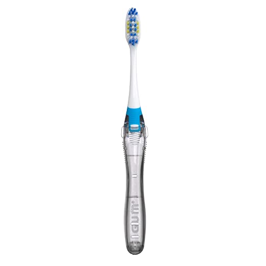 GUM Travel Toothbrush with Bristles & Folding Handle, Soft Bristles, 2 Count