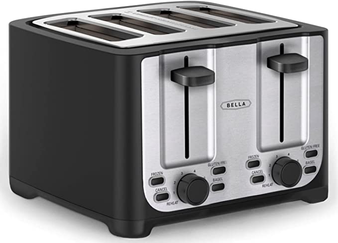 BELLA 2 Slice Toaster with Auto Shut Off – Extra Wide Slots & Removable Crumb Tray and Cancel, Defrost & Reheat Function – Toast Bread, Bagel & Waffle, Aqua