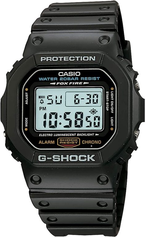 Casio Men’s G-Shock Quartz Watch with Resin Strap, Black, 20 (Model: DW5600E-1V)