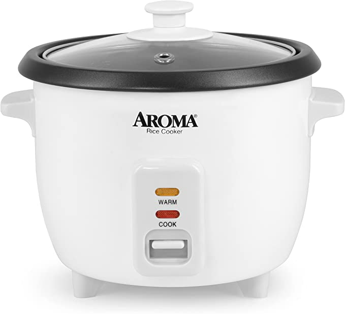 Aroma Housewares Aroma 6-cup (cooked) 1.5 Qt. One Touch Rice Cooker, White (ARC-363NG), 6 cup cooked/ 3 cup uncook/ 1.5 Qt.