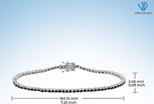 JEWELEXCESS Diamond Tennis Bracelets for Women – 2.00 Carat Black Diamond Sterling Silver Bracelet – Hypoallergenic Diamond Tennis Bracelet Silver – Tennis Bracelets for Women Sterling Silver Bracelets