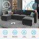 Mjkone Velvet U/L Shaped Sleeper Couch, Oversized Modular Sofa Couch with Convertible Chaise for Living Room, Furniture for Living Room