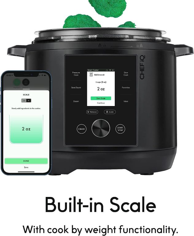 CHEF iQ Smart Electric Pressure Cooker with WiFi and Built-in Scale – Easy-to-Use 10-in-1 Multi Cooker with 1000+ Guided Recipes – Instant Meals for Foodies – 6 Quart – Family Size