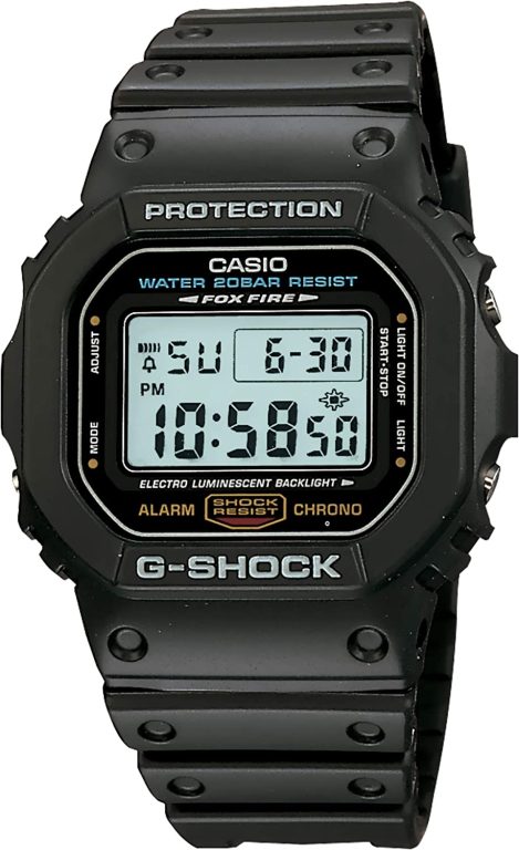 Casio Men’s G-Shock Quartz Watch with Resin Strap, Black, 20 (Model: DW5600E-1V)