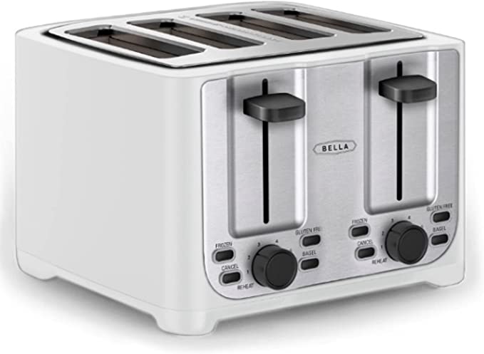 BELLA 2 Slice Toaster with Auto Shut Off – Extra Wide Slots & Removable Crumb Tray and Cancel, Defrost & Reheat Function – Toast Bread, Bagel & Waffle, Aqua