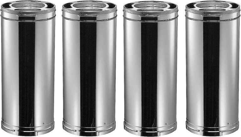 M And G DuraVent DuraVent 6DP-24 DuraPlus Triple-Wall Chimney Pipe; for Wood Stoves, Fireplaces, Furnaces, Boilers, Stoves, Ranges Fueled by Wood, Oil, Coal or Gas, 6 inch Diameter x 24 inch (4)