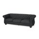 Noble House Hofstad Fabric Tufted 3 Seater Sofa, Black Textured Tweed and Matte Black