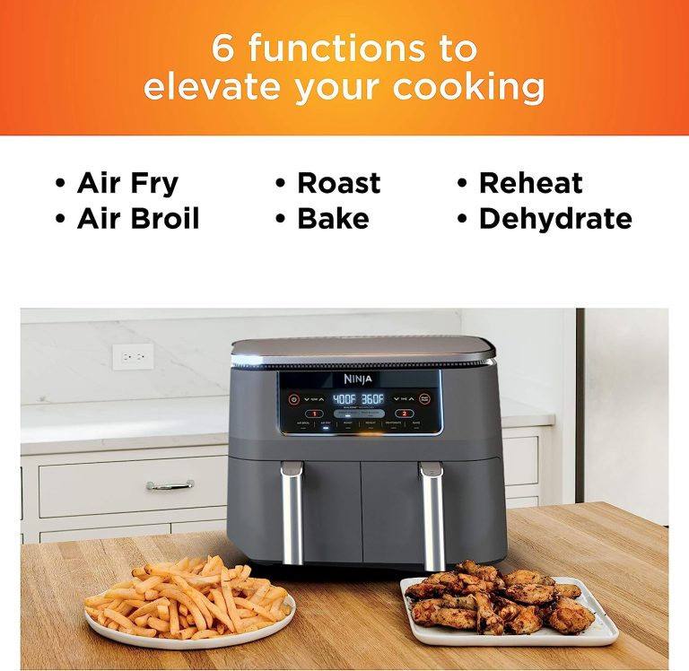 Ninja DZ201 Foodi 8 Quart 6-in-1 DualZone 2-Basket Air Fryer with 2 Independent Frying Baskets, Match Cook & Smart Finish to Roast, Broil, Dehydrate & More for Quick, Easy Meals, Grey