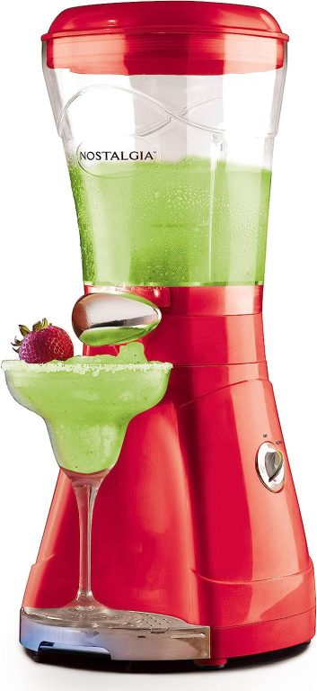 Nostalgia Taco Tuesday Electric Lime Juicer & Margarita Kit, Holds Margaritas, Daiquiris, Smoothies, Slushies, with Salt/Sugar Rimmer, Includes Four 8-Oz. Glasses, 32-Ounce, Green