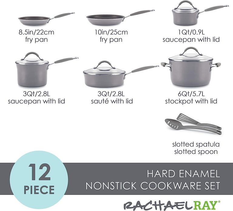 Rachael Ray Cucina Nonstick Cookware Pots and Pans Set, 12 Piece