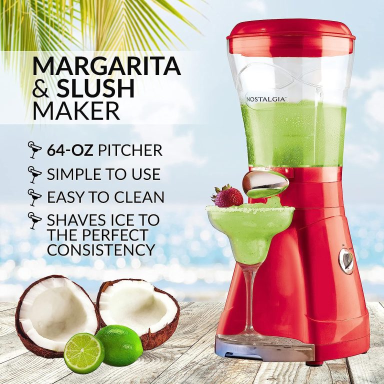 Nostalgia Taco Tuesday Electric Lime Juicer & Margarita Kit, Holds Margaritas, Daiquiris, Smoothies, Slushies, with Salt/Sugar Rimmer, Includes Four 8-Oz. Glasses, 32-Ounce, Green