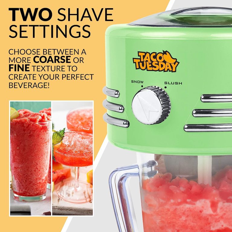 Nostalgia Taco Tuesday Electric Lime Juicer & Margarita Kit, Holds Margaritas, Daiquiris, Smoothies, Slushies, with Salt/Sugar Rimmer, Includes Four 8-Oz. Glasses, 32-Ounce, Green