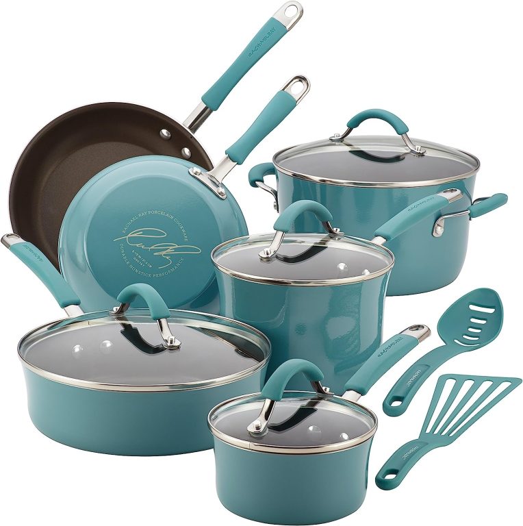 Rachael Ray Cucina Nonstick Cookware Pots and Pans Set, 12 Piece