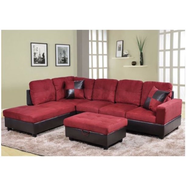 Ainehome 3 PCS Living Room Set, Sectional Sofa Set, Sectional Sofa in Home, with Storage Ottoman and Matching Pillows