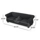 Noble House Hofstad Fabric Tufted 3 Seater Sofa, Black Textured Tweed and Matte Black