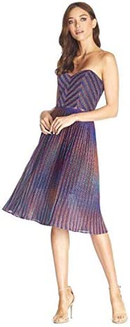 Dress the Population Women’s Rosalie Strapless Fit & Flare Pleated Party Dress