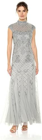 Adrianna Papell Women’s Mockneck Beaded Long Dress