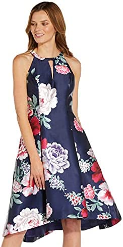 Adrianna Papell Women’s Printed Mikado High Low Dress