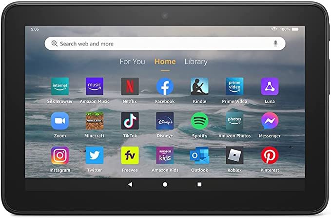 Amazon Fire 7 tablet, 7” display, 16 GB, 10 hours battery life, light and portable for entertainment at home or on-the-go, (2022 release), Black, without lockscreen ads