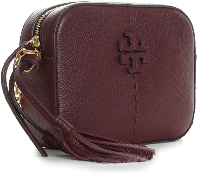 Tory Burch McGraw Women’s Pebbled Leather Tasseled Camera Handbag