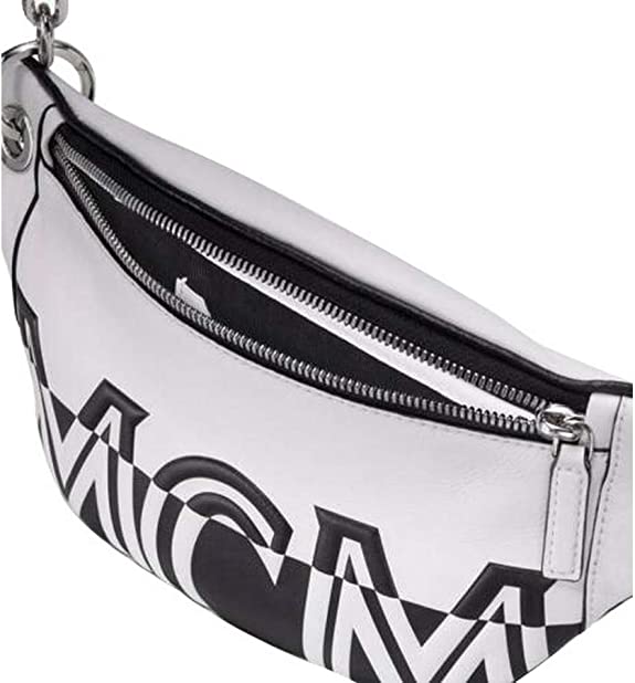 MCM Women’s Black/White Contrast Leather Mini Crossbody Chain Bag MWR9ACL12WT001