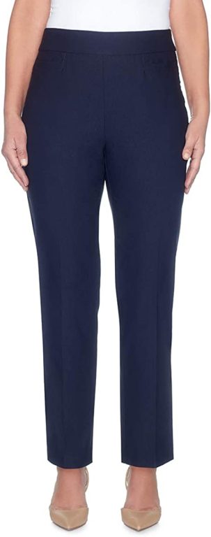 Alfred Dunner Womens Petite Classic Allure Fit Proportioned Pant with Elastic Comfort Waistband