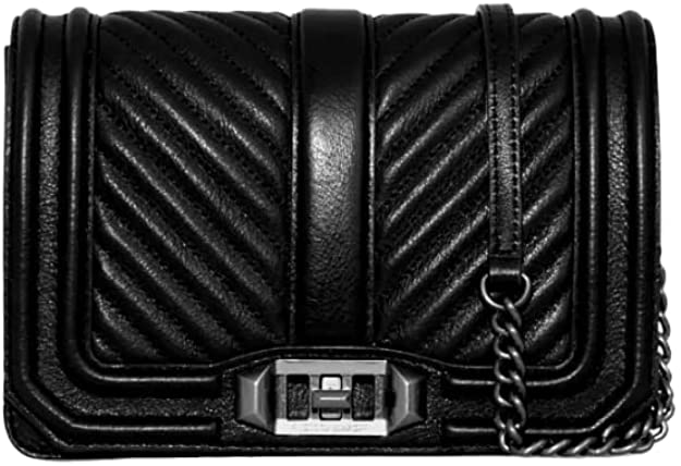 Rebecca Minkoff Chevron Quilted Small Love Crossbody, Black