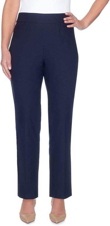 Alfred Dunner Womens Petite Classic Allure Fit Proportioned Pant with Elastic Comfort Waistband