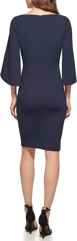 DKNY Women’s Open Sleeve Ruched Sheath Dress