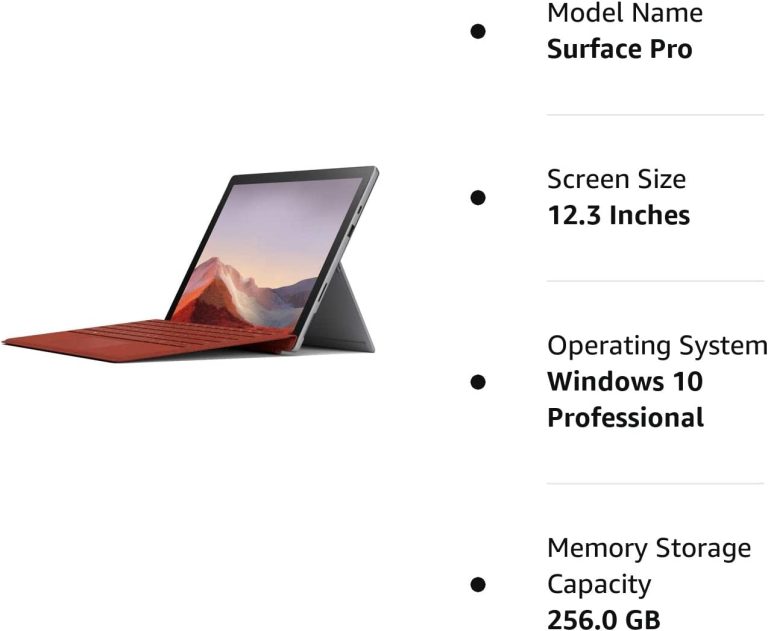 Microsoft 12.3″ Surface Pro 7 2-in-1 Touchscreen Tablet, Intel Core i7-1065G7 1.3GHz, 16GB RAM, 256GB SSD, Windows 10 Pro, Free Upgrade to Windows 11, Platinum