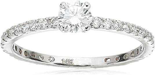 IGI Certified Lab Grown Diamond Solitaire Plus Engagement Ring 14k White Gold