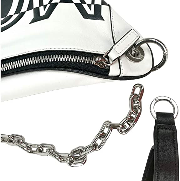 MCM Women’s Black/White Contrast Leather Mini Crossbody Chain Bag MWR9ACL12WT001