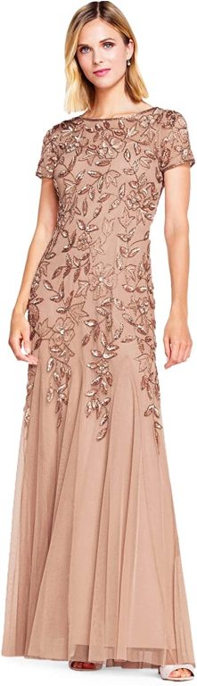 Adrianna Papell Women’s Floral Beaded Godet Gown