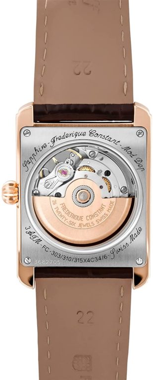 Frederique Constant Men’s Stainless Steel Automatic Watch with Leather Strap, Brown and Silver-Tone, 20 (Model: FC-310MC4S34)