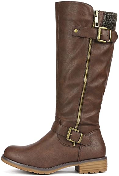 DREAM PAIRS Women’s Side Zipper Knee High Riding Boots