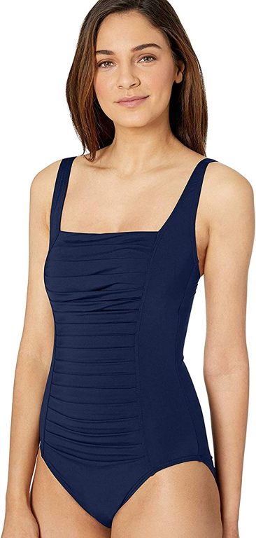 Calvin Klein Women’s Pleated One Piece Swimsuit