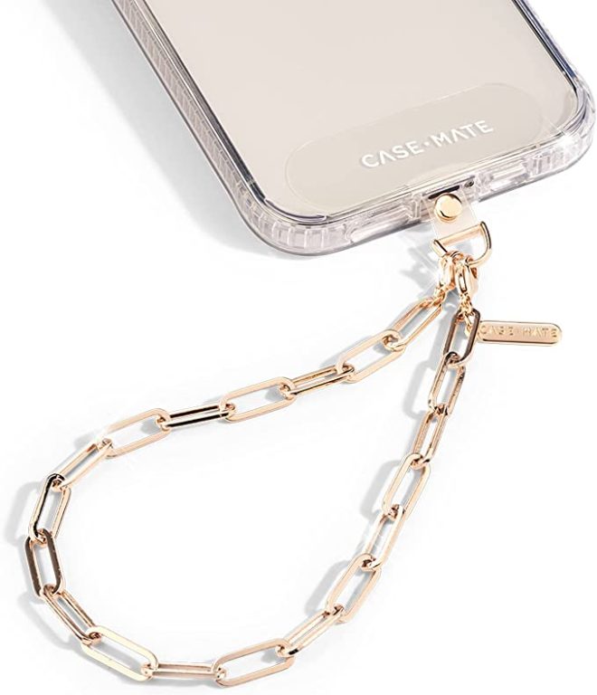 Case-Mate Phone Strap with Gold Metal Chain – Detachable Phone Lanyard, Hands-Free Wrist strap, Adjustable Phone Charm Grip, Accessory for Women – iPhone 14 Pro Max/ 13 Pro Max/ 12 Pro Max/ 11 – Gold