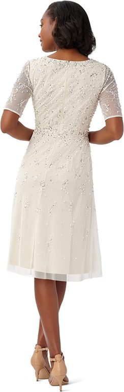 Adrianna Papell Women’s Beaded Tea Length Dress