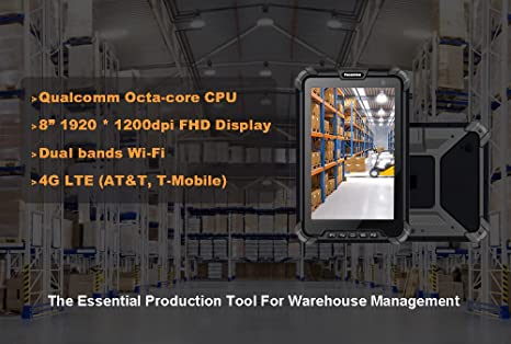 Ultra Rugged Android Tablet Barcode Scanner, 8-inch / IP67 Waterproof/with Zebra 1D Laser Scan Engine/GPS, for Warehouse Management