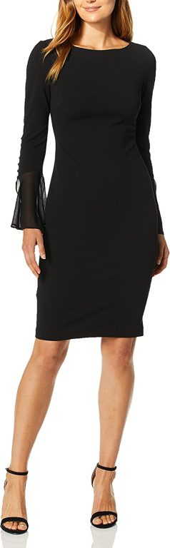 Calvin Klein Sheath Chiffon Bell Sleeves – Women’s Casual Dresses