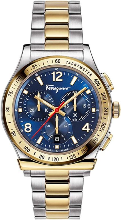 Salvatore Ferragamo Men’s Ferragamo 1898 Swiss Quartz Watch with Stainless-Steel Strap, Two Tone, 20 (Model: SFDK00418)