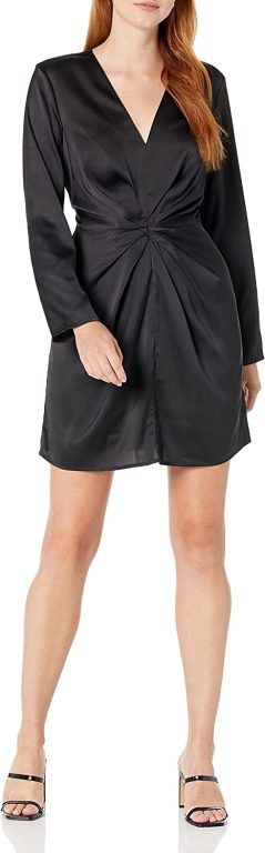 The Drop Women’s Tate Twist Front Deep V-Neck Mini Dress