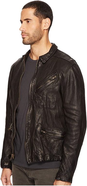 Billy Reid Men’s Leather Antique Brass Zip Blake Jacket