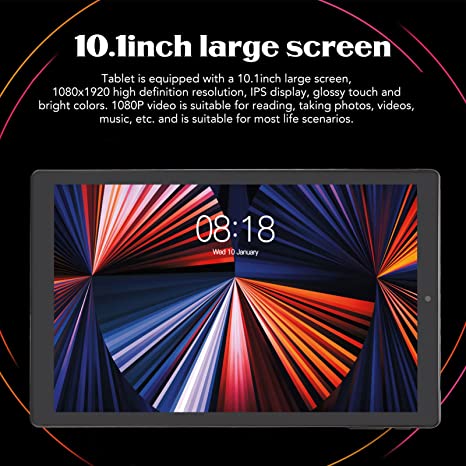 Luqeeg 10.1 Inch Tablet, 1080P Full HD Tablet, 1080×1920 IPS Touchscreen, 11, 4GB+64GB, 8MP+13MP, Type C, 8000mAh Fast Charging Battery