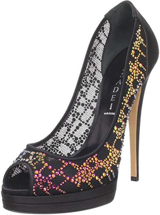 Casadei Women’s 8028 Jeweled Peeptoe Platform Pump