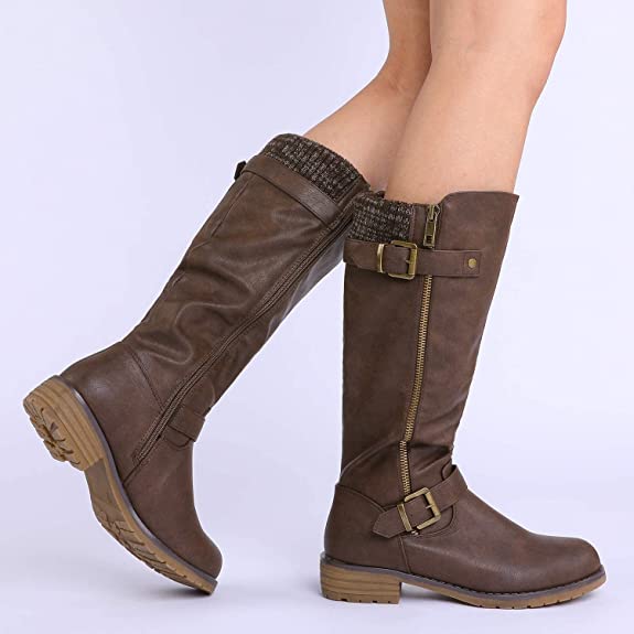 DREAM PAIRS Women’s Side Zipper Knee High Riding Boots